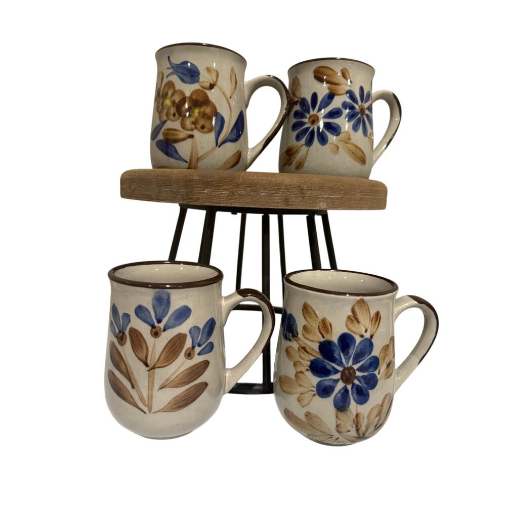 Capodimonte Earthtone Stoneware Mugs Set 4